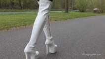 Strolling in black leggings and old overknees, 3rd part