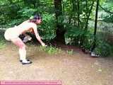 Outside in the woods, enjoying my superthick diaper