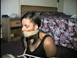 18 Yr OLD BLACK COLLEGE STUDENT IS MOUTH STUFFED, WRAP TAPE GAGGED, BALL-TIED, BAREFOOT, TOE-TIED AND HANDGAGGED (D58-7)