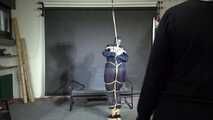 Rachel Adams bound and pantygagged in shiny nylon Rainwear