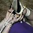 24 YR OLD GRETCHEN IS WRAP GAGGED WITH AN ACE BANDAGE & HOG-TIED (D36-3)