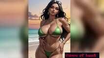 Hot indian women bikini beach animation