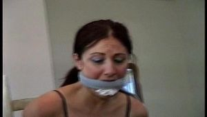 34 YEAR OLD HOTEL MANAGER GETS  MOUTH STUFFEDAND CLEAVE GAGGED 2 TIMES, HANDGAGGED AND HAS BEEN TIGHTLY TIED TO A CHAIR  (D70-7)