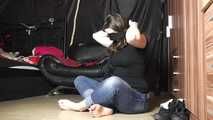 Michelle barefeet in cuffs