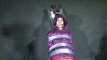 Aiyana bound gagged and vibed by Ms Ungeniert in shiny nylon Down