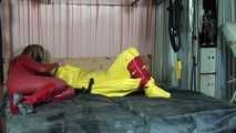 Aufblasbarer gelber  Latex-Strafanzug