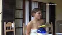 042002 Lazy Leticia Takes A Pee On The Patio When No One Is Looking