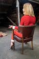 Ermintrude in Red Spy Chairtied in the Attic Barefoot