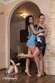 Lucky & La Pulya & Xenia - Trash bag fashion show with one girl hogtied