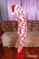 Bekki - Mummified for Christmas in red and white tape