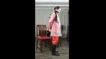  Selfbondage in raingear and transparent raincoat