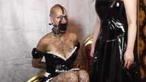 +++Archiv+++Miss Francine als sexy Lack Dienstmädchen gefesselt und geknebelt. Behind the Scenes Video.
