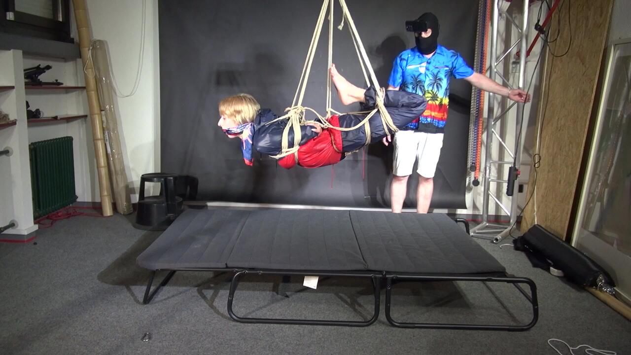 Watch Myxxxy Bound And Suspended In Shiny Nylon Rainwear