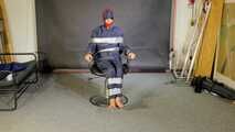Lana bound and gagged in shiny nylon Rainwear