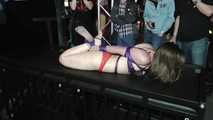 30 Minutes Hogtie Endurance Challenge - Tied in Public - Rachel Adams tied by Garret from ShinyBound