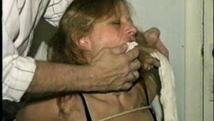 43 YEAR OLD WAITRESS CLEAVE GAGGED, CHAIR TIED, HOG-TIED, & HANDGAGGED (D53-3)