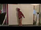 0210 min video with Alina tied and gagged in shiny nylon shorts