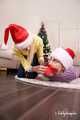 Merida and Hannah - Merida overpowered and hogtied by Hannah under the Christmas tree