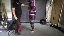 Aiyana bound, gagged, vibed and satisfied :) in a shiny nylon Downjacket