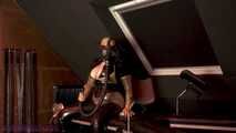 Latex pleasure on the stretching bench
