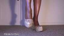 Ebony sexy tease and high heel dangle