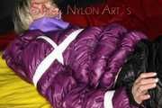 Sexy Sonja being tied and gagged with ropes and a ballgag wearing a sexy down skirt and a down jacket (Pics)