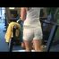 Katharina and Jenny in the fitness studio wearing sexy shiny nylon shorts and tops (Video)