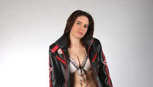 I put on my sexy leather biker outfit and lingerie