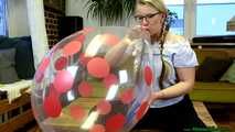 three Blow2Pops of blue U24,  clear U16 red polkadot and purple Cattex 36" heart