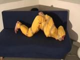 Two videos of our archive girls tied and gagged in shiny nylon rainwear