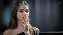 Dreamy lady Irina showing her smoking skills in a closeup video