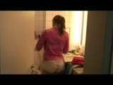 Sexy Alina wearing a sexy white shiny nylon shorts and a pink top lolling at home (Video)