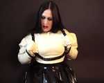 Heavy Rubber Blowjob & Handjob - Lady with white gloves - Cum on my Gloves 