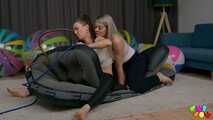 1434 Melly and Katja stress an air mattress