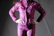 Mara posing infront of the camera for you wearing supersexy purple rainwear and rain boots (Pics)