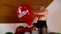 sexy helium overinflating five balloons