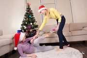 Merida and Hannah - Merida overpowered and hogtied by Hannah under the Christmas tree
