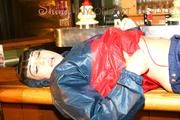 Jill posing in a bar wearing ONLY a sexy rainwear combination (Pics)