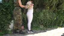 Bondage Walk Training in a public Park