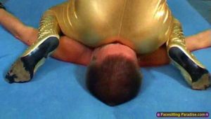 Elena's golden lycra facesitting