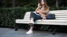 Russian girl spends her lunch break smoking 3 cigs in a row