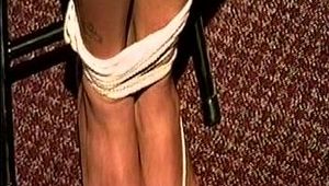 24 YR OLD LATINA HOUSEWIFE GETS CLEAVE GAGGED, IS TIED WITH ROPE TO A CHAIR, BAREFOOT, TOE-TIED, HANDGAGGED, MOUTH STUFFED, AND DOES SOME SELF HANDGAGGING  (D70-11)