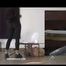 Mistress Cleo squirts cologne into the mouth of the slave lying in the toilet. Picture in Picture