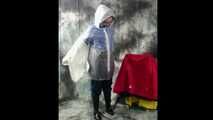 Nadja posing in layers of raingear part 2