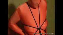 Orange Zentai tied