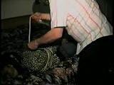18 Yr OLD BLACK COLLEGE STUDENT IS MOUTH STUFFED, CLEAVE GAGGED, HOG-TIED, BAREFOOT, TOE-TIED, HOPS AROUND ROOM, TRIES MAKING PHONE CALL AND IS HANDGAGGED (D61-2)