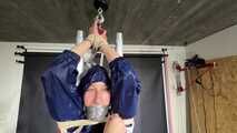 Myxxxy bound, gagged and suspended in shiny nylon Rainwear