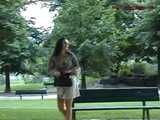 016080 Eve Takes A Pee From A Bench Beneath The Eiffel Tower