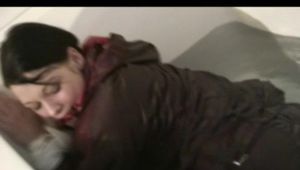 02:20 Min. video with Isabelle tied and gagged in a shiny nylon skisuit