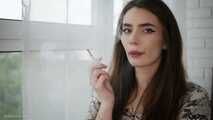 3 clips in 1 compilation of smoking cork 100mm cigarette in apartment